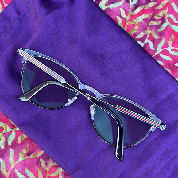 New GUCCI Gunmetal Oval Cat Eye Glasses - Picture 15 of 17